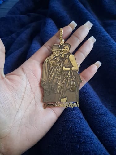 Customer photo review of Custom Photo Engraved Pendant Necklace