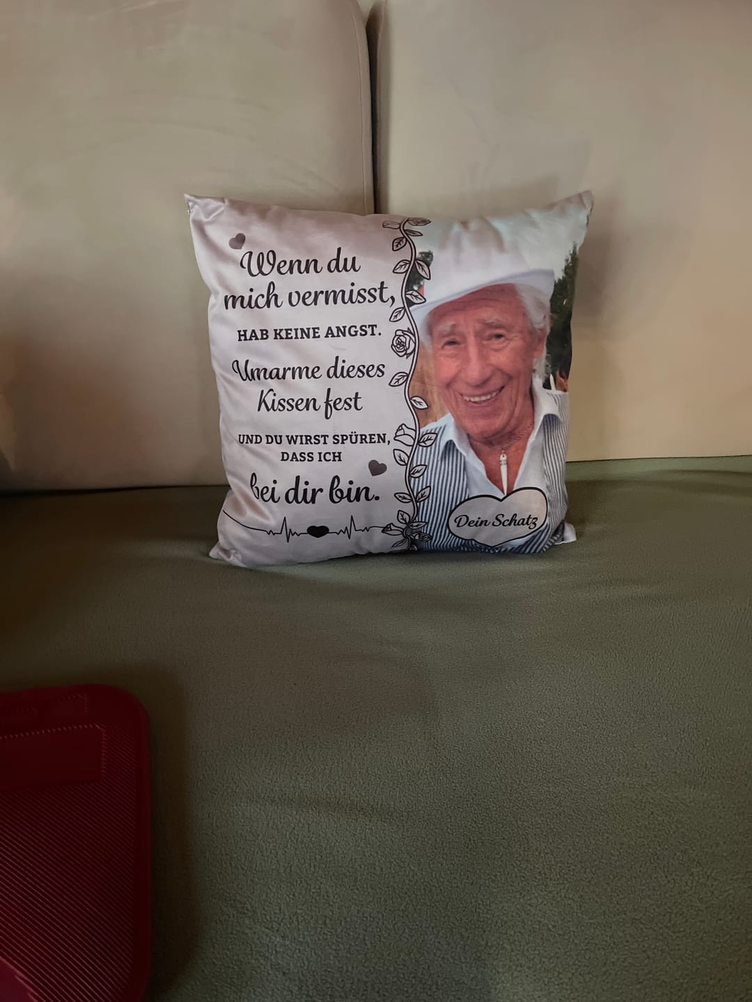 Customer photo review of Wenn du mich vermisst - Personalisiertes Kissen