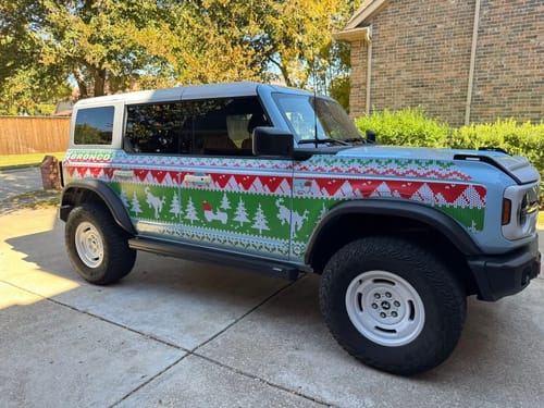 Customer photo review of Bronco 4D Ugly Sweater Holiday Edition Removable Trail Armor