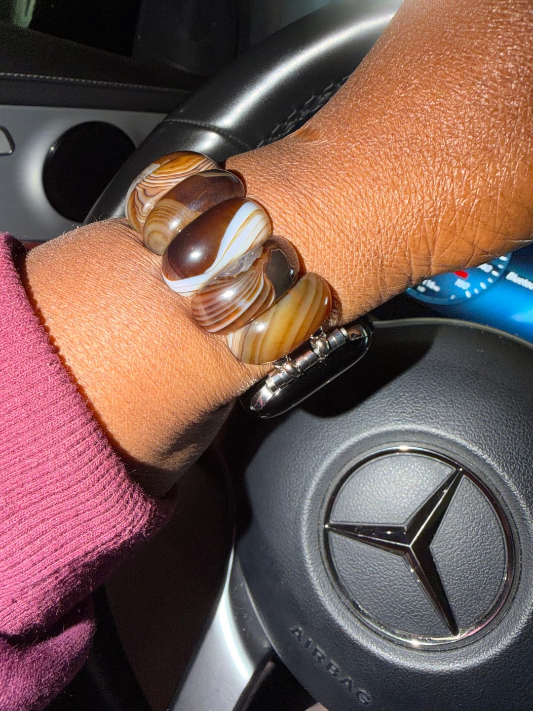 Customer photo review of Earthly Ember Agate Stretch Apple Watch Strap