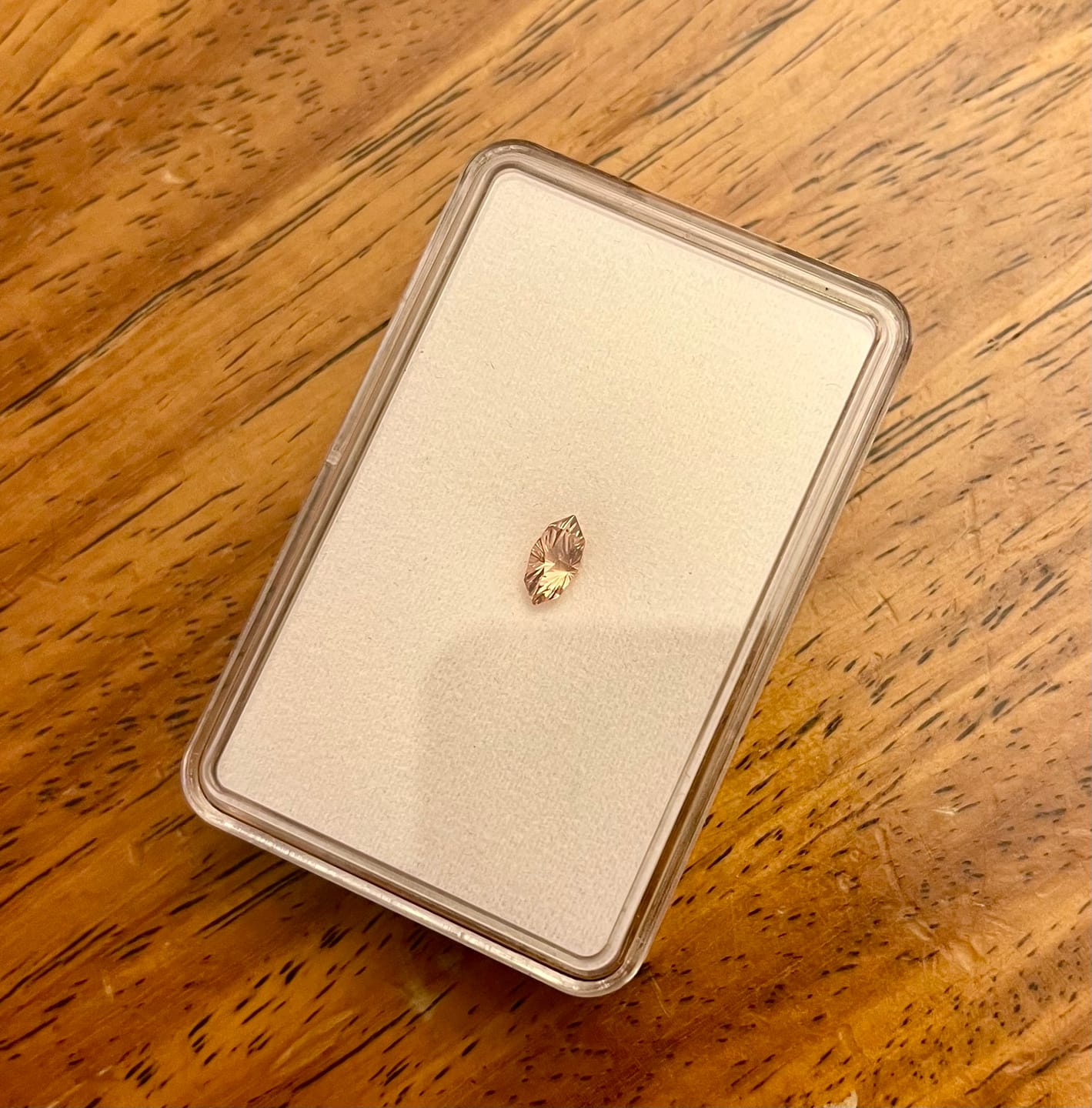 Customer photo review of 0.75 Carat Peachy Pink Tourmaline Marquise - 7.4x3.9mm - Esko Universe Cut ™