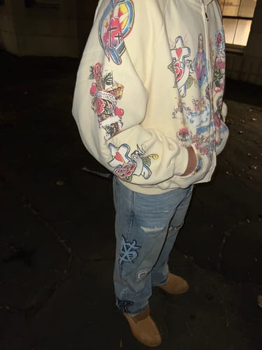 Customer photo review of Righteous Risen King Zip Up Hoodie Cream