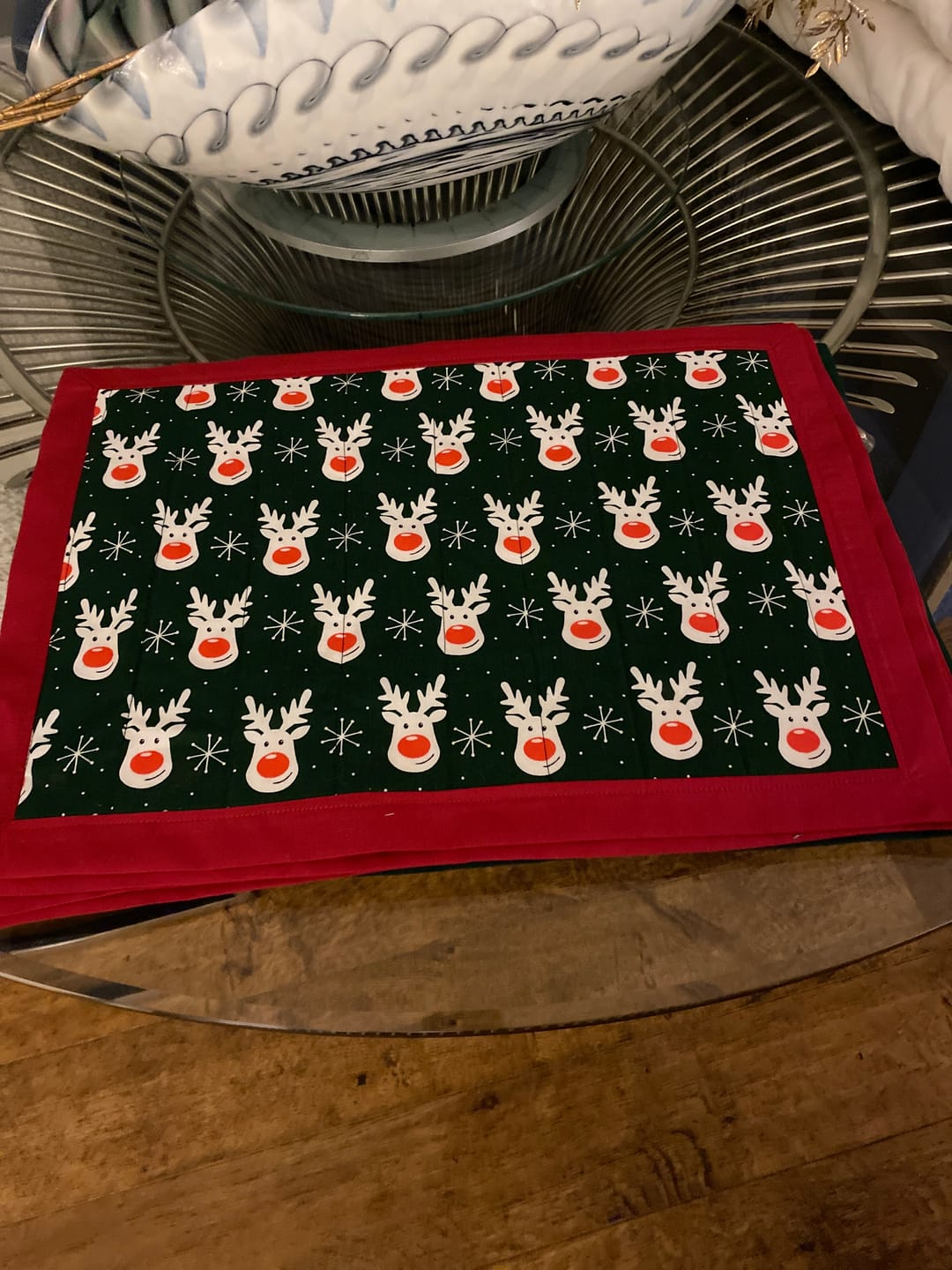 Customer photo review of White Reindeer Faces Polycotton Fabric