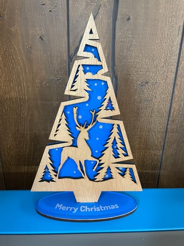 Customer photo review of Laser cut Standing Christmas tree ornaments 9 bundle svg file