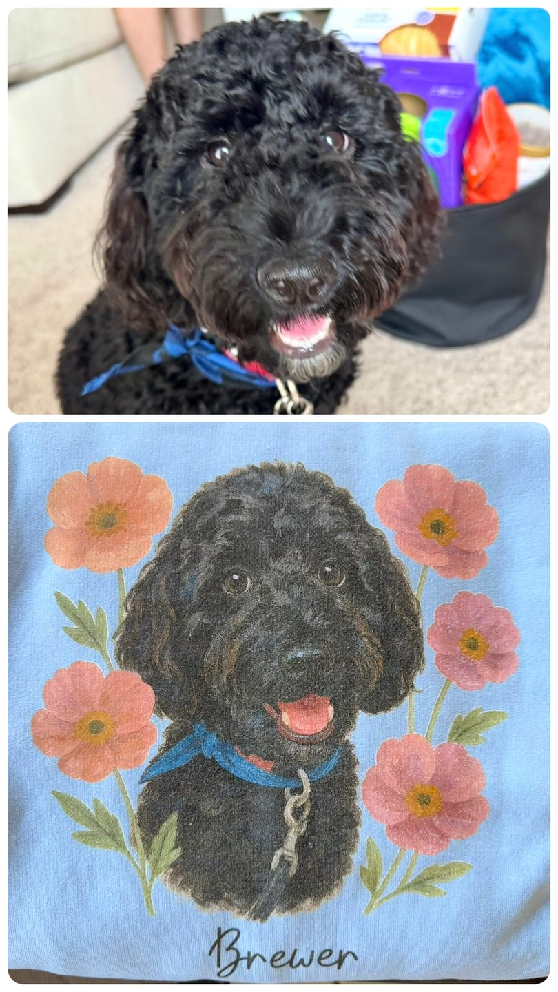 Customer photo review of Custom Pet Sweatshirt for Women - Gouache Floral Painting Style