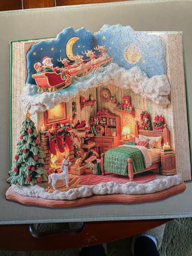 Customer photo review of Christmas Eve in the Book Wooden Jigsaw Puzzle