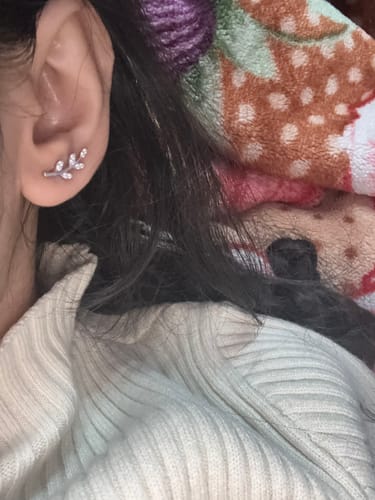 Customer photo review of Silver Leaf Earrings