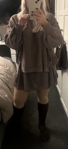 Customer photo review of Cardigan chocolate PATCH hot pink