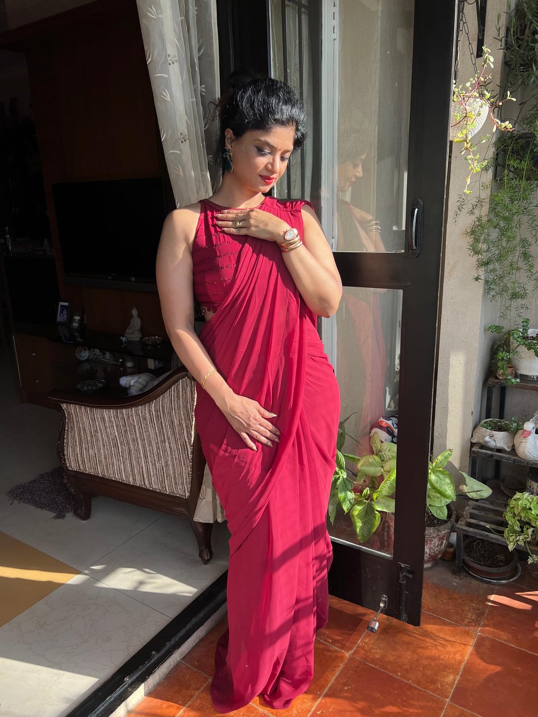 Customer photo review of Mastaani Ruby Drape Saree Set