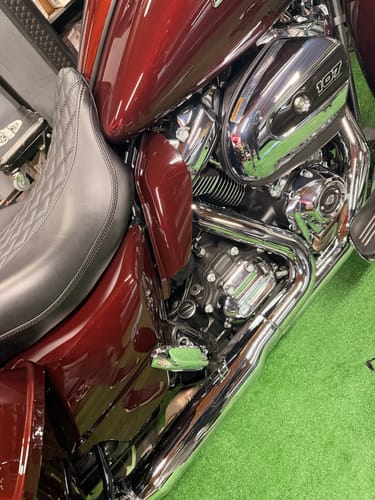 Customer photo review of HR3 Midnight Crimson Mid Frame Air Heat Deflectors For Harley Touring and Trike Models  09-24