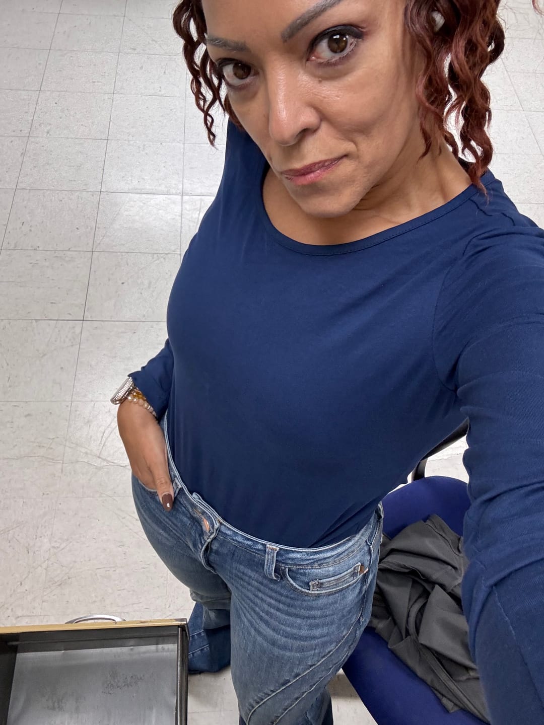Customer photo review of Judy Blue Mid-Rise Flare Double Angular Seam Jeans