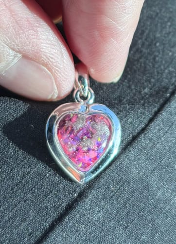 Customer photo review of Petite Bezelled Opal Heart