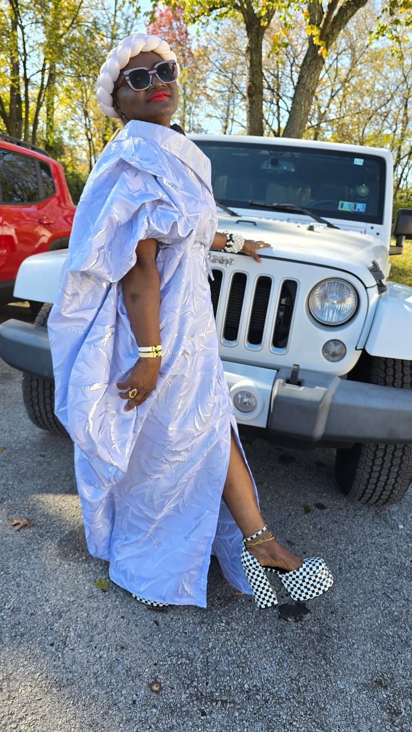 Customer photo review of Abeni Off-Shoulder Boubou | Silver