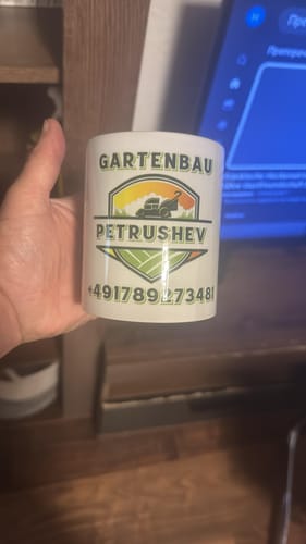 Customer photo review of TassenExpress - Becher Keramik Tasse mit Logo bedruckt 325ml Firmenlogo