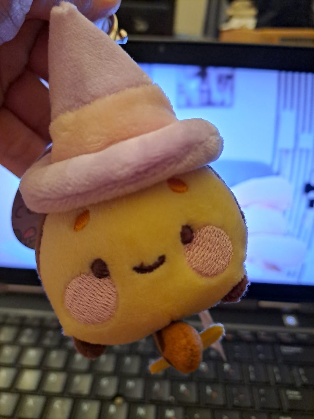 Customer photo review of PRE-ORDER ✨ Bumblebutt & The Pastel Witch Keychain | Kawaii Bee Witch Plush on Broom | Cute Halloween Keyring