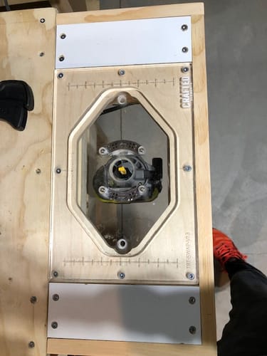 Customer photo review of Swappable Palm/Trim Router Table Plate For Dual Handle Router Base