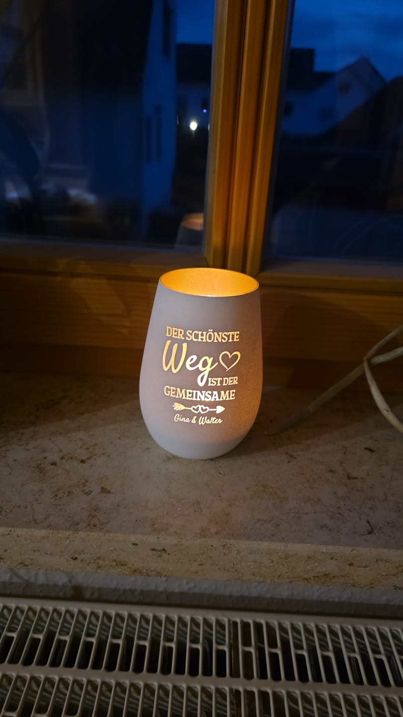 Customer photo review of Der schönste Weg - Personalisiertes Windlicht