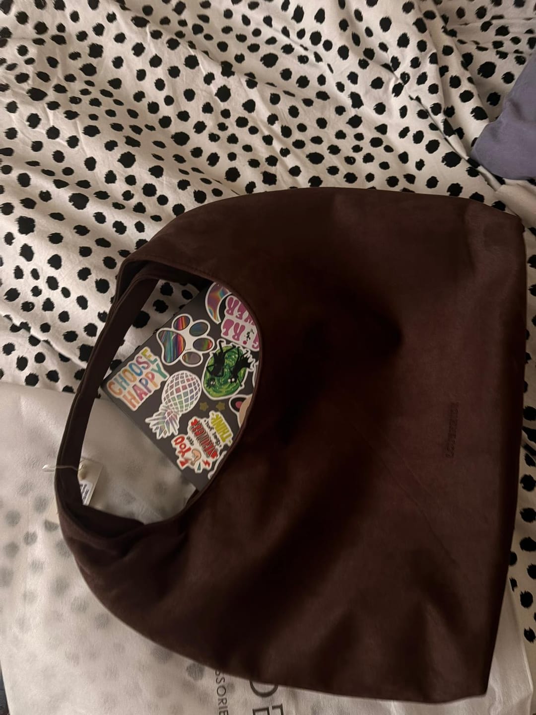 Customer photo review of Monaco Shoulder Bag - Chocolate Suedette
