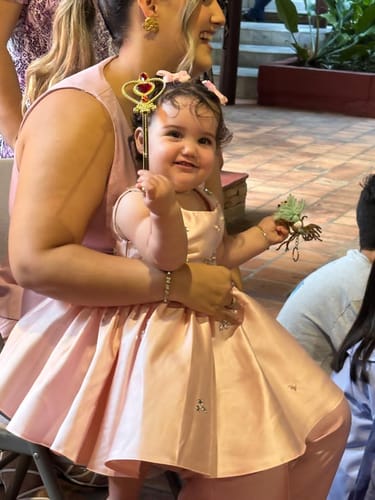 Customer photo review of Girls Christening Dresses Pink Girls Beauty Pageant Dress Children Birthday Dress