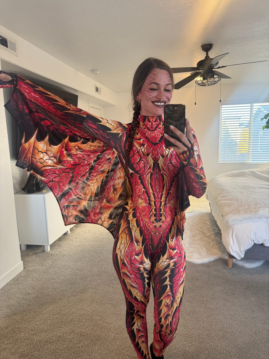 Customer photo review of Crimson Dragon Costume With Wings