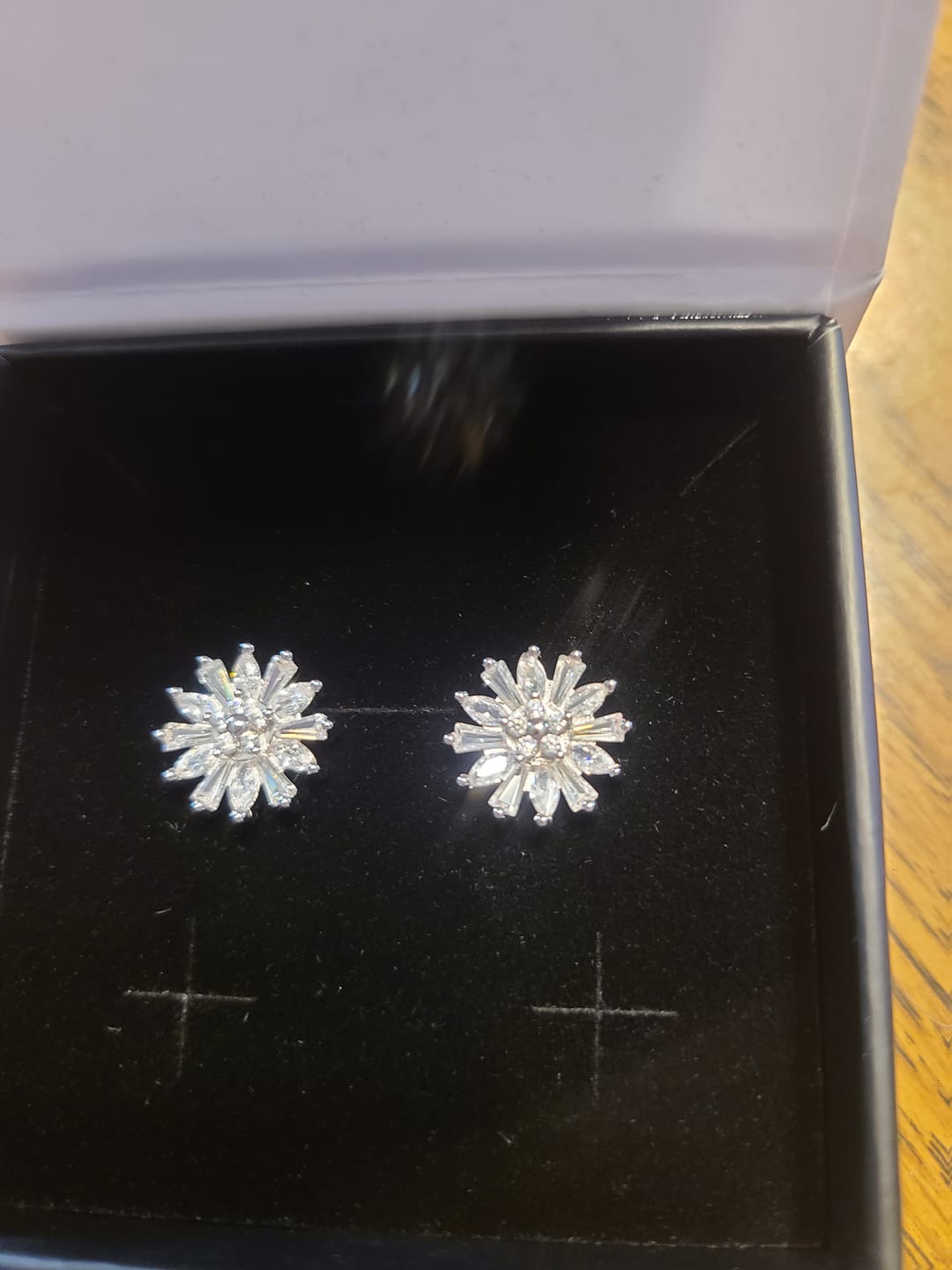 Customer photo review of Astara 18k White Gold Plated Stud Earrings with Simulated Diamond Crystals