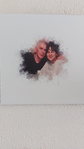 Customer photo review of Aquarel Portret op Tegel - Upload je eigen foto