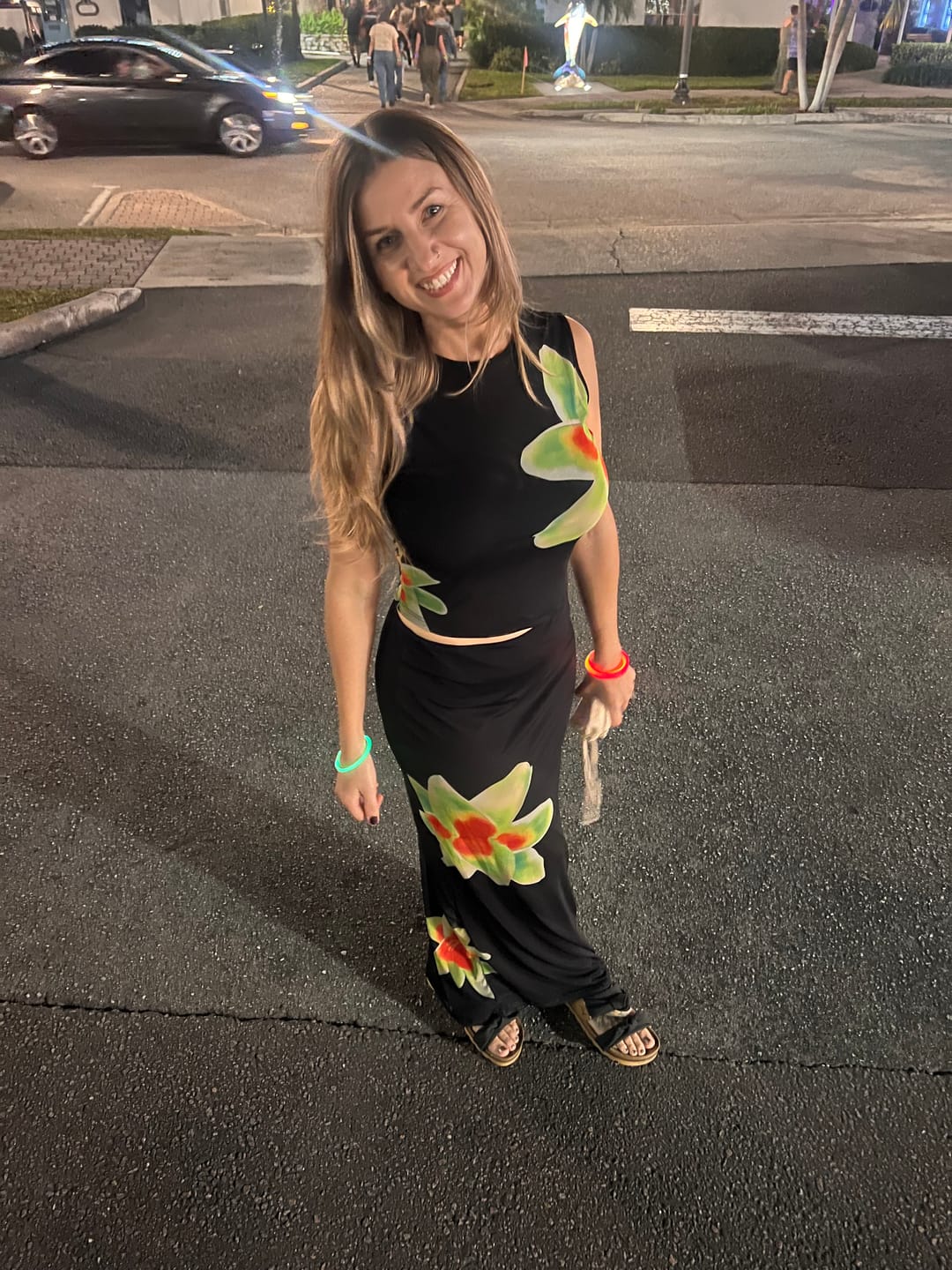 Customer photo review of Gia Flower Accent Black Pencil Skirt & Sleeveless Top Set