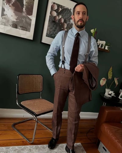 Customer photo review of Classic Button-End Suspenders For Men With Leather Trim