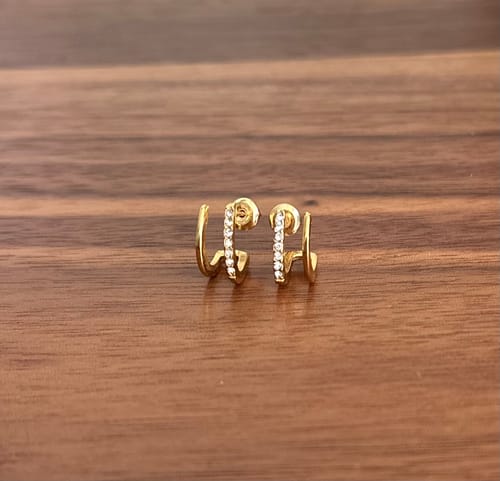 Customer photo review of 18K Gold & Crystal Claw Earrings