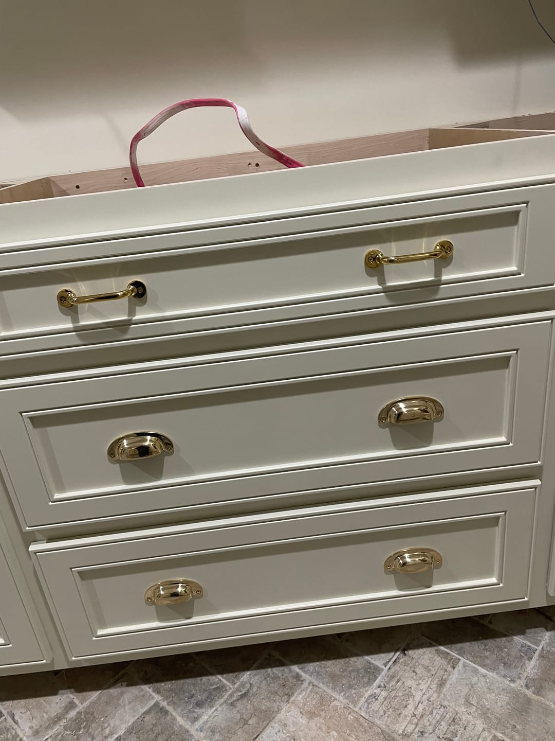 Customer photo review of Victorian Bin Pulls - Unlacquered Polished Brass