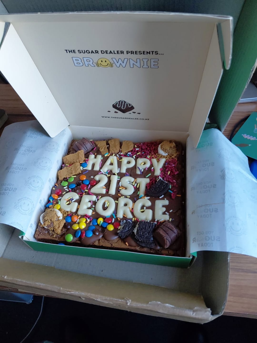 Customer photo review of Custom message loaded brownie