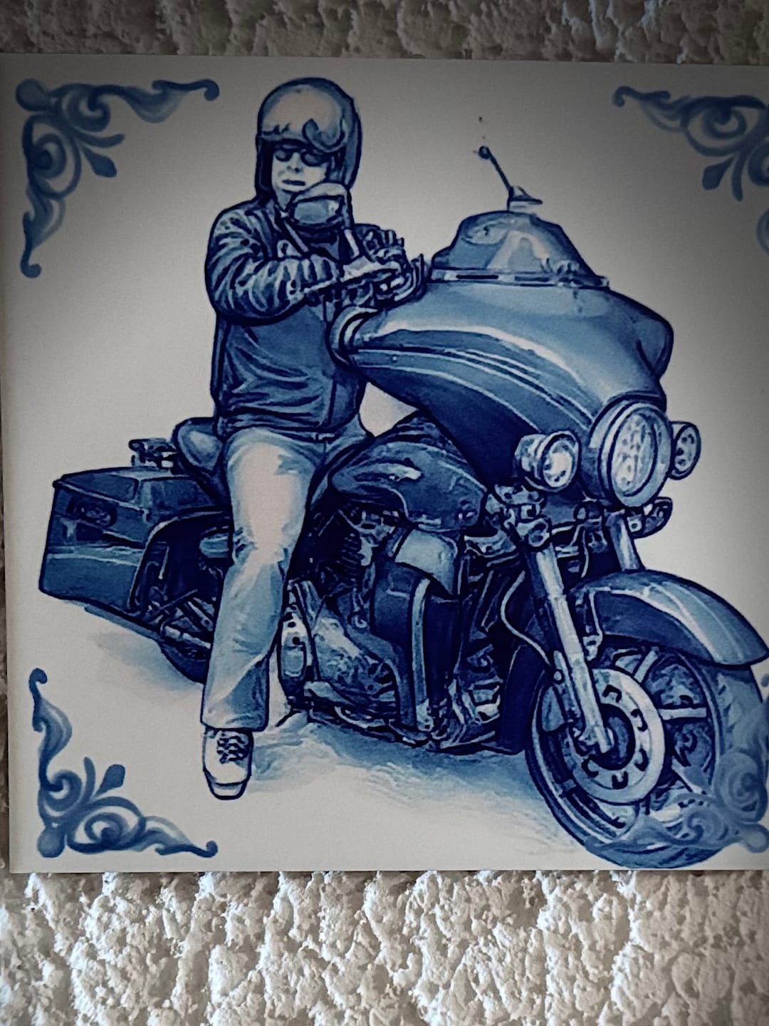Customer photo review of Delfts Blauw tegeltje bedrukken met eigen motor