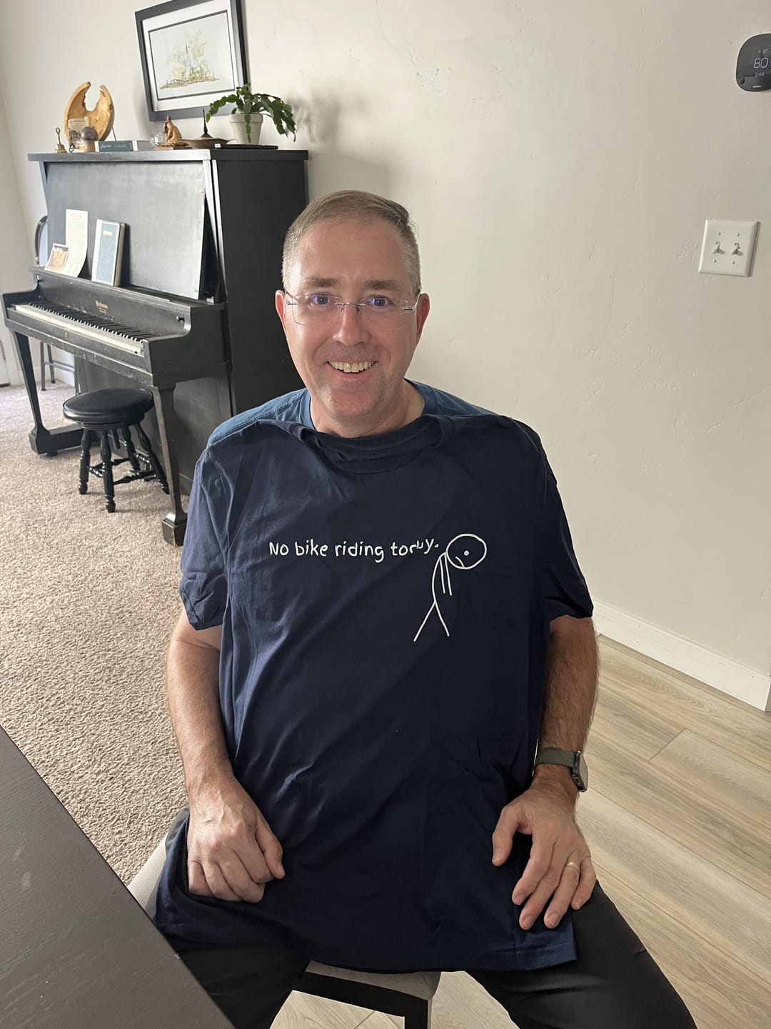 Customer photo review of No Bike Riding Today T-Shirt