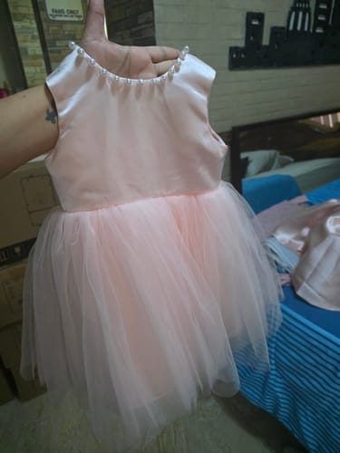 Customer photo review of Baby Girl Formal Dresses Toddler Birthday Party Dress Pink Bow Puffy Girl Pageant Princess Dress