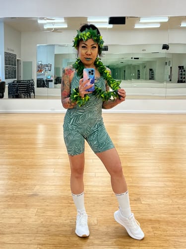 Customer photo review of Palms Scoop Biker Jumpsuit