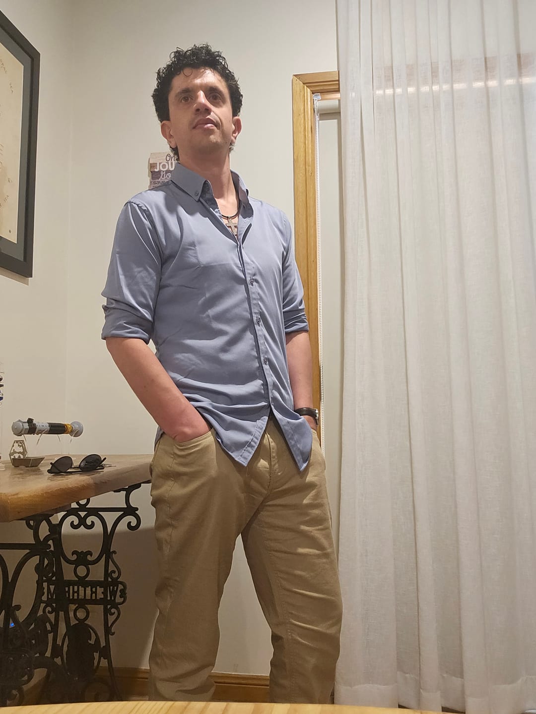 Customer photo review of Bamboo Satin Stretch Shirt - Silver