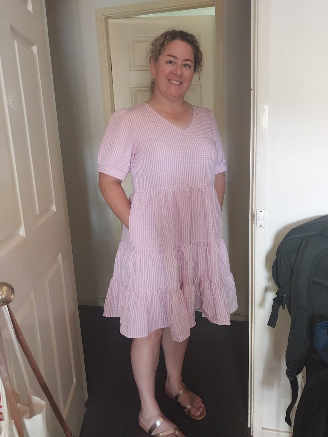 Customer photo review of Yansi Gingham Dress in Pink