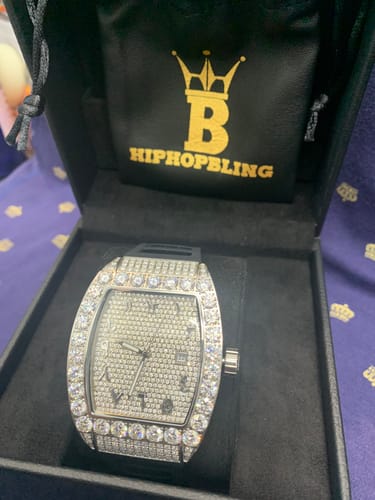 Customer photo review of Emperor Rubber Strap VVS Moissanite Iced Out Watch