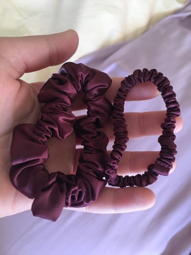 Customer photo review of Silk Scrunchies Trio - Black - Mini, Small, Medium