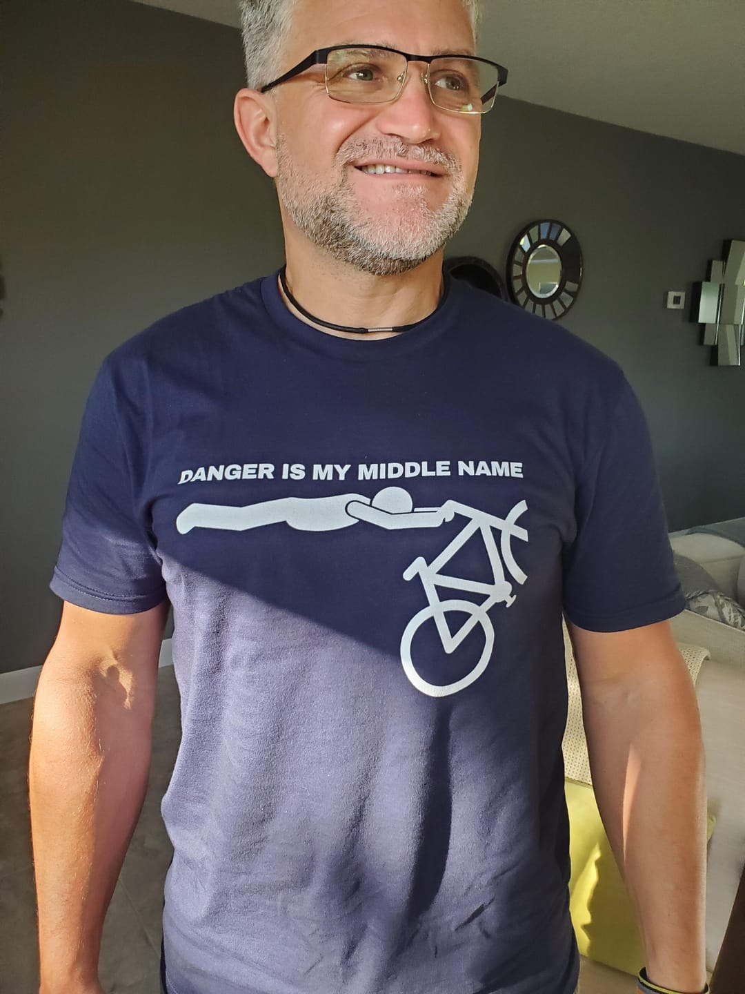 Customer photo review of Danger Is My Middle Name T-Shirt