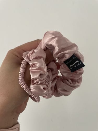 Customer photo review of Silk Scrunchies Trio - Sweet Pink - Mini, Small, Medium