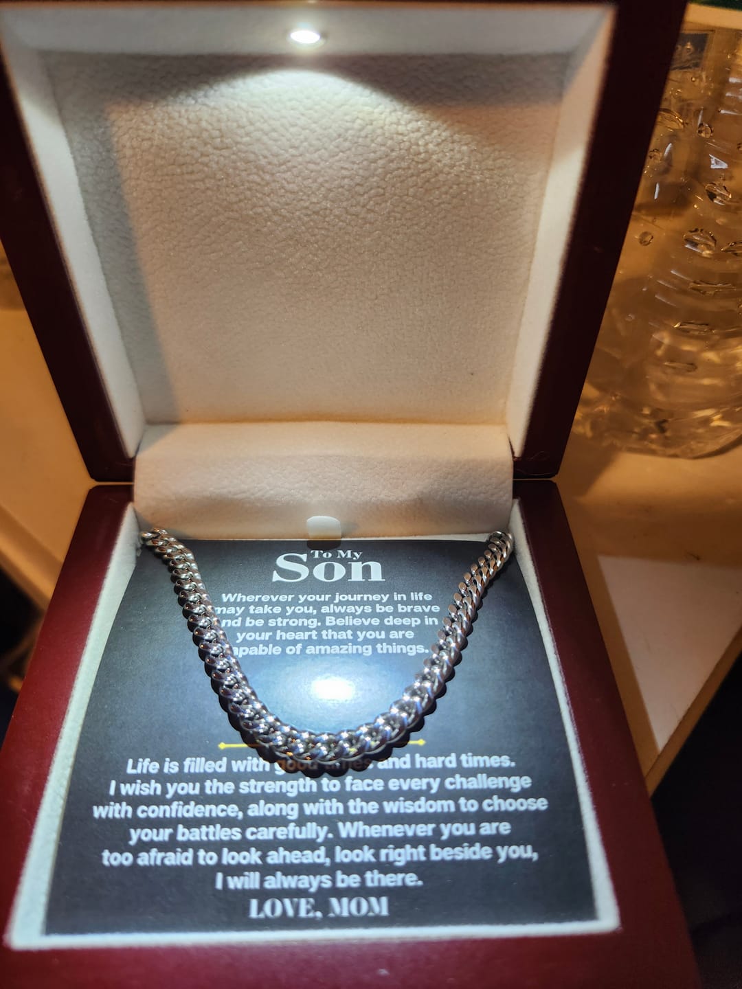 Customer photo review of To My Son - Cuban Link Chain Gift Set - SS177