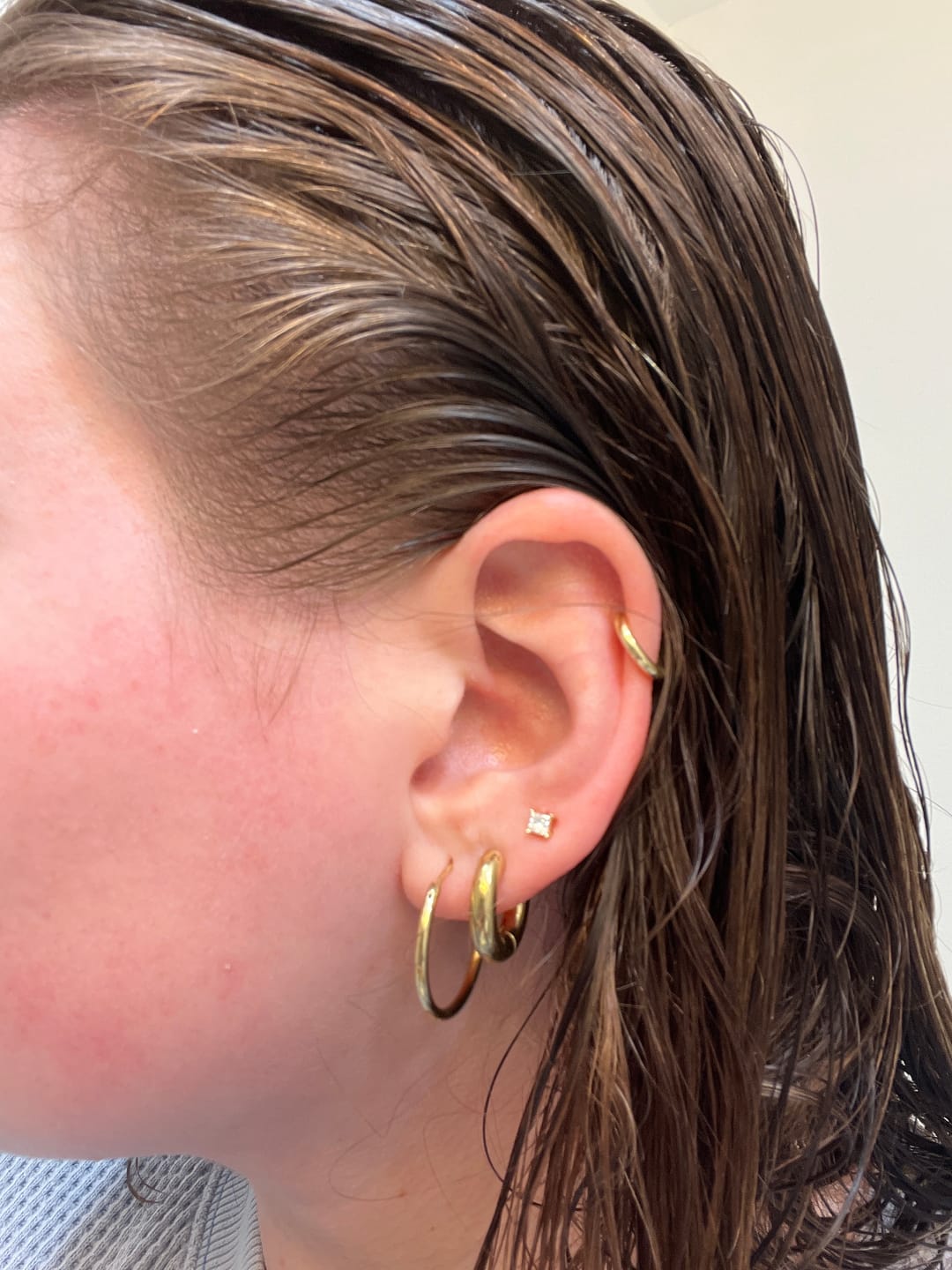 Customer photo review of My Huggies Hoop Earrings