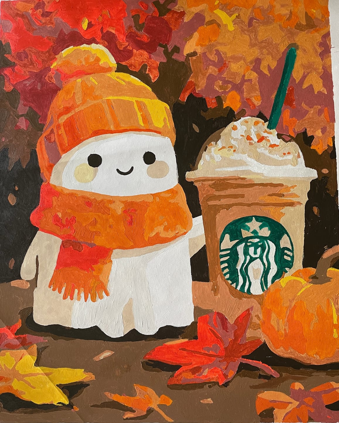 Customer photo review of Pumpkin spice ghost | Paint by Number