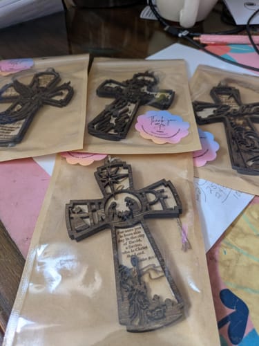 Customer photo review of Nativity cross ornament 16 bundle laser cut svg file