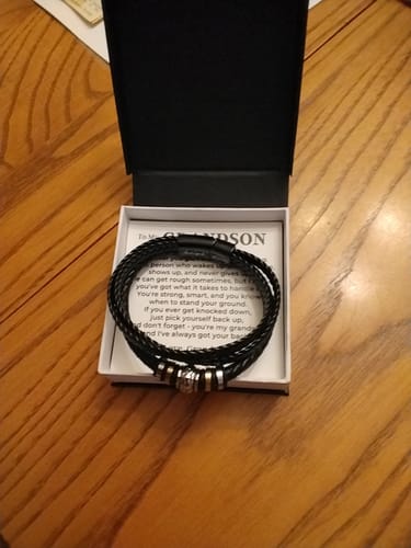 Customer photo review of To My Grandson | Braided Leather Bracelet Gift Set - SS611