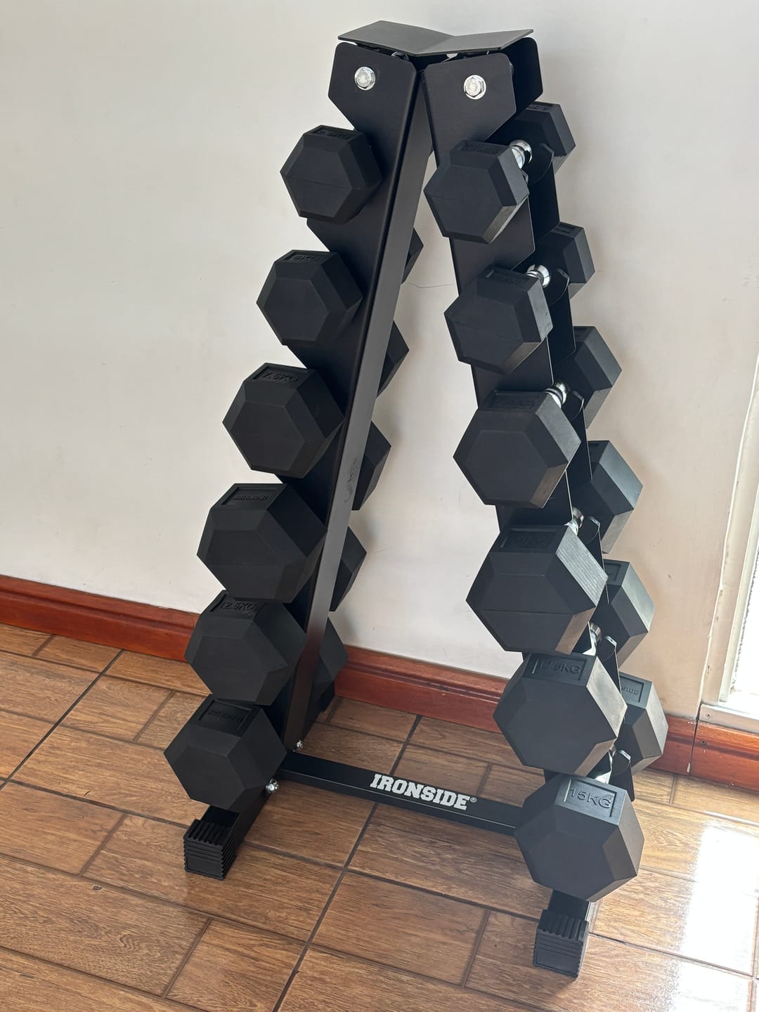 Customer photo review of Pack IRONSIDE Mancuernas Hexagonales (KG) + Rack de Almacenamiento