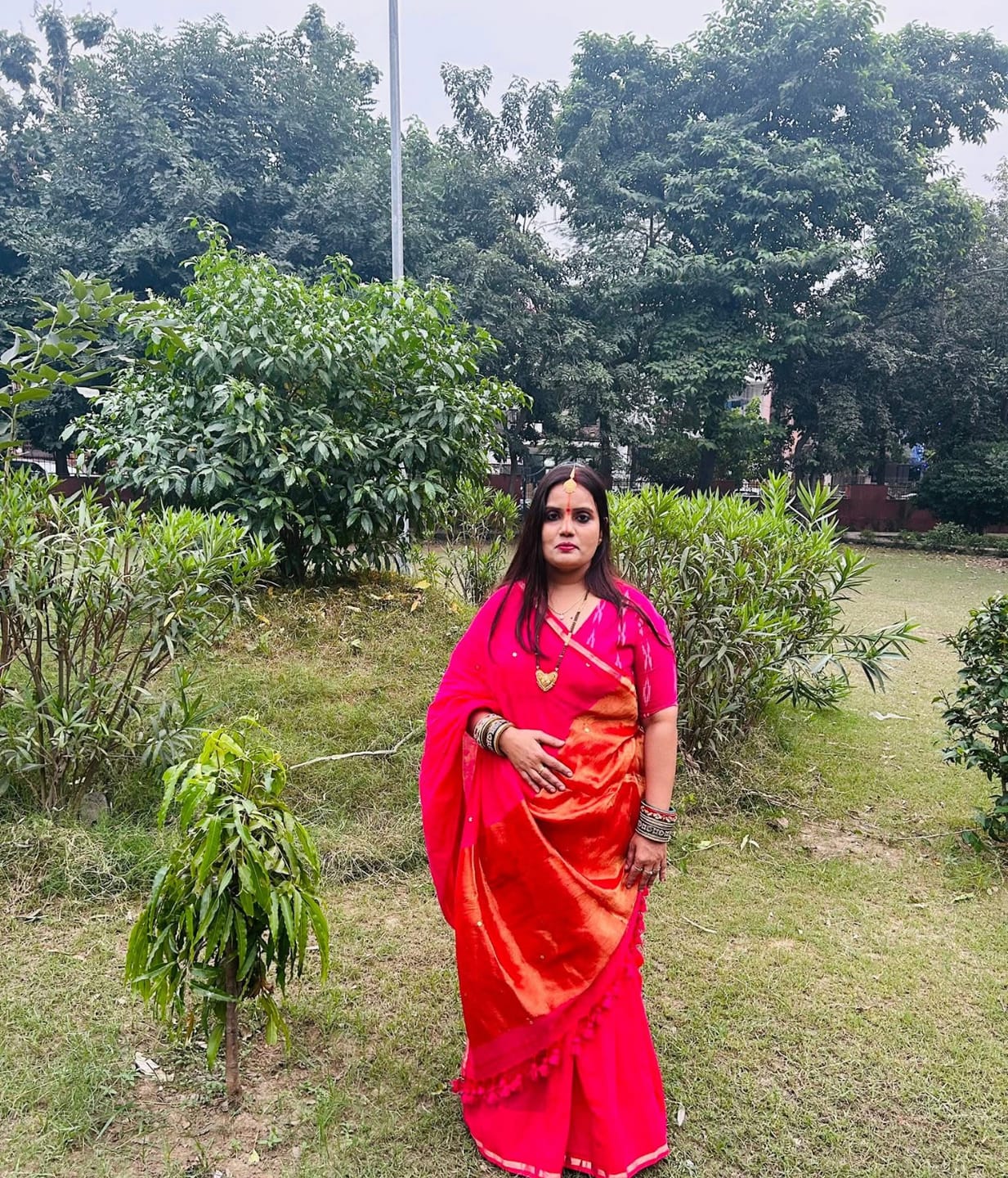 Customer photo review of Shubh ~ Designer! High Quality Pure Mul Cotton Handloom Saree - Pink