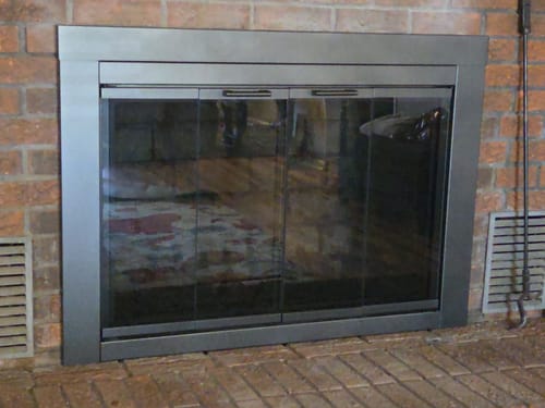 Customer photo review of Armitage Flat Black Masonry Fireplace Door, Modern & Durable