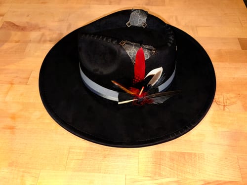 Customer photo review of Atlanta Suede Wide Brim Fedora - Black
